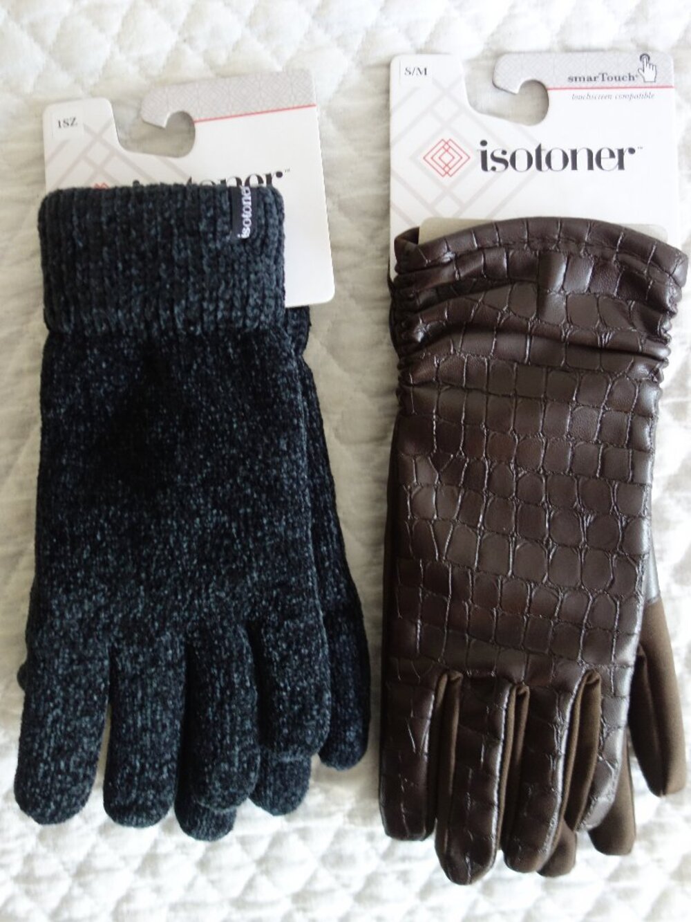 NWT $50 Two Pairs (Black/Brown) of Isotoner Gloves – S/M and One Size